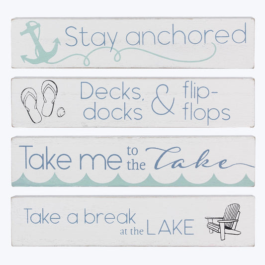 Wood Small Block Lake Tabletop Sign Assortment