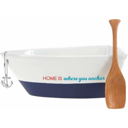 Boat Serving Dish with Oar