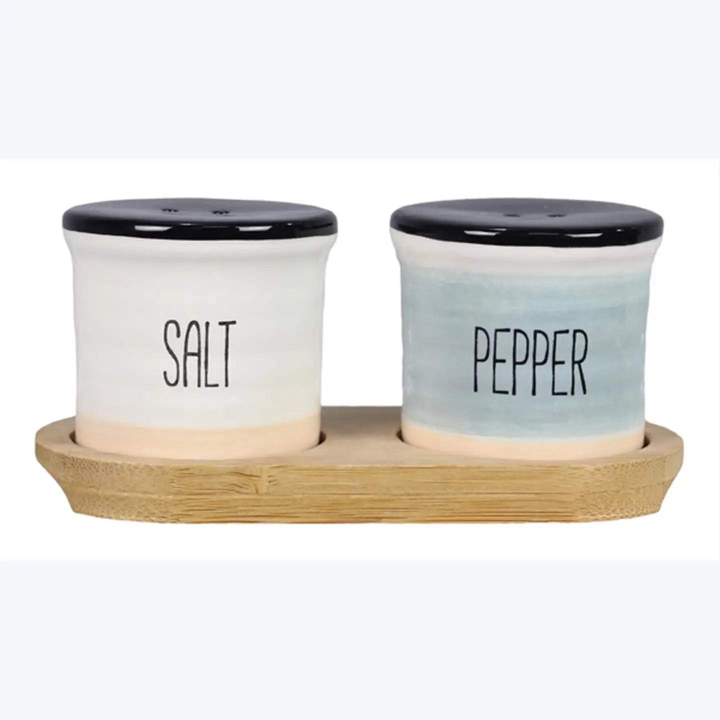 Ceramic & Wood Lake Vibe Salt and Pepper Set