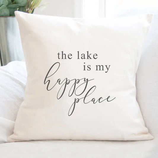 The Lake Is My Happy Place Canvas Pillow