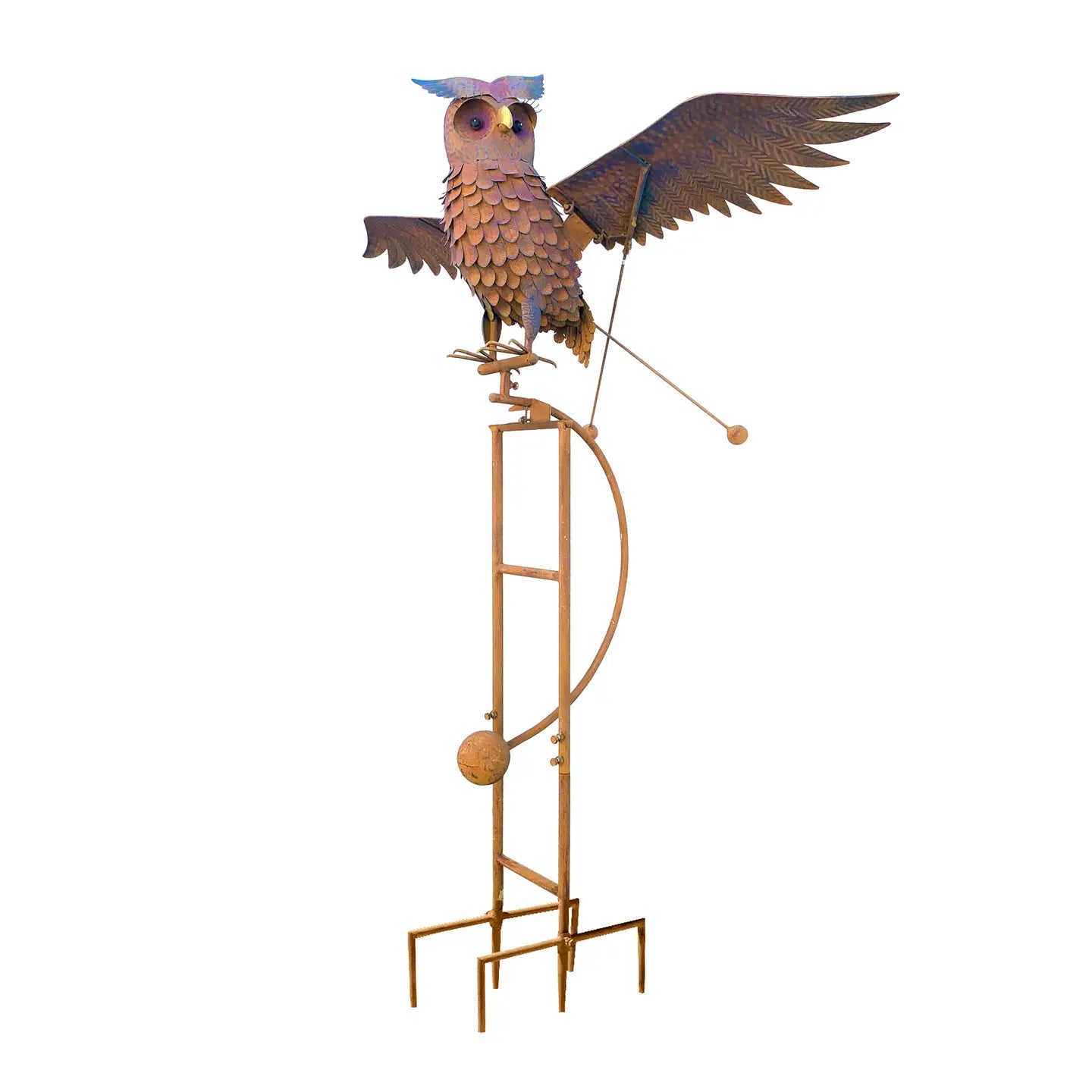 Big Rustic Metal Rocker Stake Owl