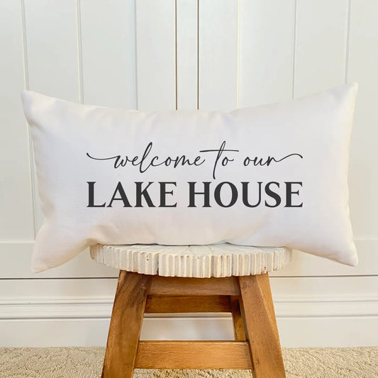 Welcome To Our Lakehouse Canvas Pillow